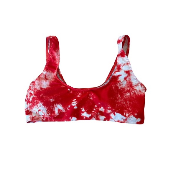 SHEIN Red Tie Dye Swim Top Beach Bikini Top Swimsuit Summer Beachwear - Picture 2 of 3